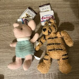2 Disney Store Pooh Classic Tigger & Piglet Plush Figures Mini Bean Bag 7" Tags